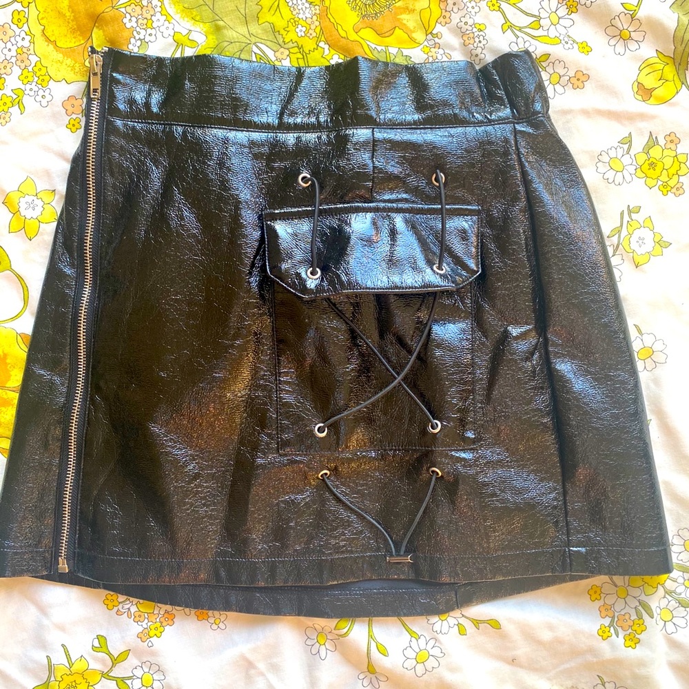 Black Mags&Pye zipper moto skirt